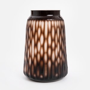 克萊歐玻璃花器28.5cm 蜂巢紋琥珀