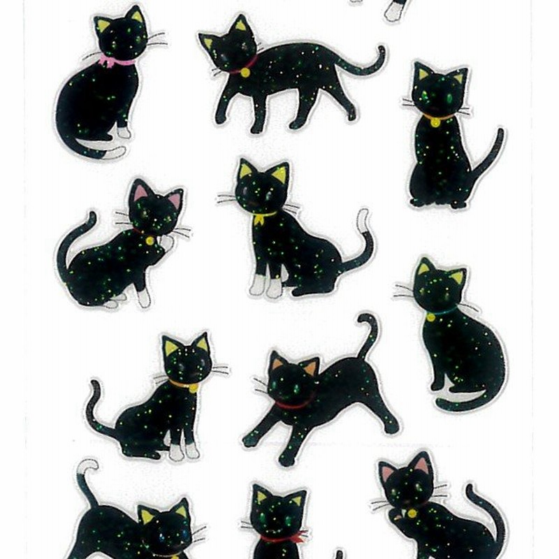 Sticker Fun ラメ入りシール 黒猫 ネコ ねこ 可愛い デコ 軟らかい 厚盛りインク キラキラ 奥山商会 日本製 通販 Lineポイント最大0 5 Get Lineショッピング