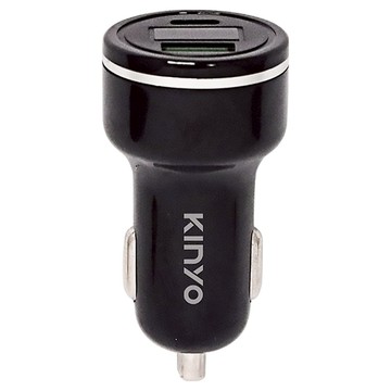 Kinyo 雙USB孔車用充電座 24 x 24 x 65mm 15.9g  CU-8075  黑色