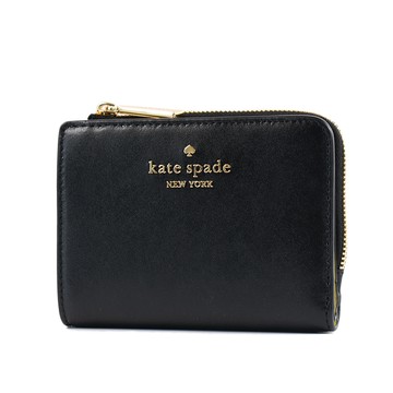 KATE SPADE Madison 滑面皮革釦式對開短夾-黑色