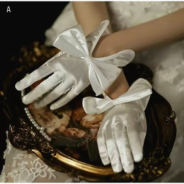 現貨促銷 伴娘手套新娘手套 緞面蝴蝶結手套 cosplay舞會短手套 凡妮莎飾品