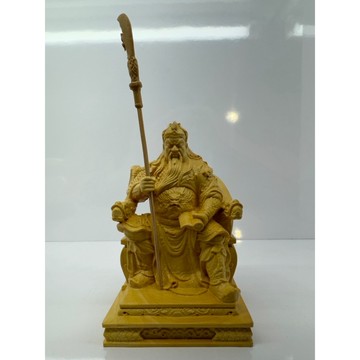 現貨供應 弘喧 關公 黃楊木 雕刻 木頭 工藝品 關聖帝君 坐姿 武財神 招財 開運
