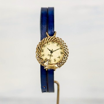 在月亮上跳躍的小兔子 江戶文字手錶  SS 檸檬黃