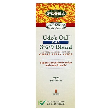 Flora, Udo's Choice®，Udo's Oil®，DHA Omega-3/6/9 混合物，8.5 液量盎司（250 毫升）