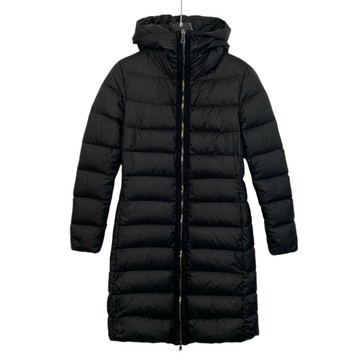 (S) moncler質感羽絨連帽縱縫黑色外套