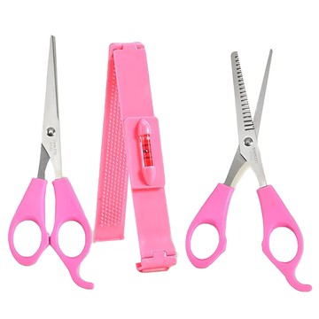 蕉蕉購物 瀏海修剪3件組  顏色隨機  附水平儀瀏海夾  不鏽鋼刀片  1組