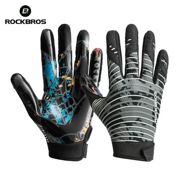 ROCKBROS 球類運動手套防滑 PU 更強抓地力透氣彈性網眼可調節橄欖球棒球足球