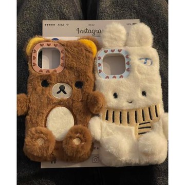 毛絨米菲兔適用iPhone16手機殼15/14蘋果x秋冬xs新款13/12可愛少女6/7/8plus卡通11pro毛茸茸xr外殼5s超火Max