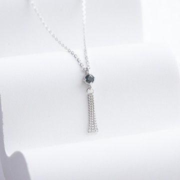 倫敦藍托帕石925純銀波西米亞流蘇項鍊