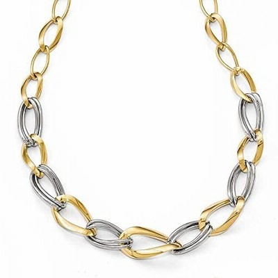 14k Two-Tone Polished with .5in Extension Necklace並行輸入品