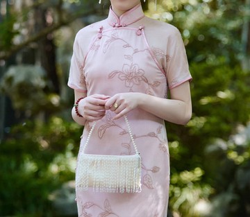 【玉桃紗】 新中式復古/收腰露背/古法雙襟旗袍