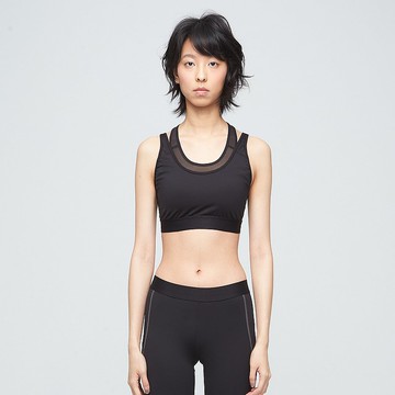 高彈雙層紗網運動內衣(女)-無煙煤黑