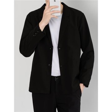 港風ins復古休閑西服男士春秋新款潮牌寬松簡約大碼西裝夾克外套