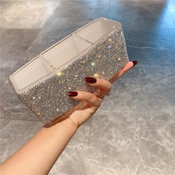 桌面化妝品收納盒臥室梳妝臺護膚品整理盒輕奢分格口紅鑲鉆置物架