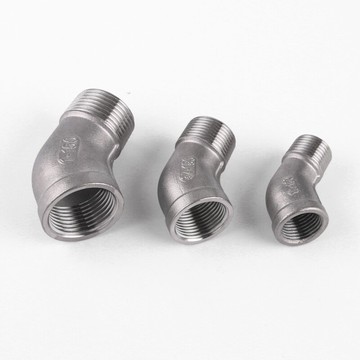 304不銹鋼45度內外絲彎頭DN15/20/25內外牙水管接頭4分6分1寸彎頭