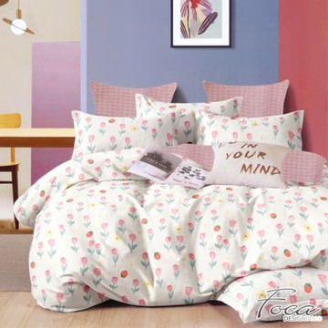 FOCA郁田花海-單人-韓風設計100%精梳純棉三件式兩用被床包組