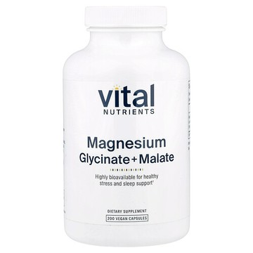 Vital Nutrients, 甘氨酸/蘋果酸鎂，240 毫克，200 粒全素膠囊（每粒膠囊 120 毫克）