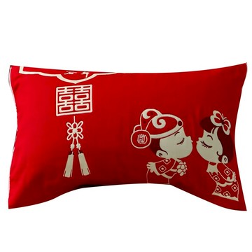 南極人婚慶紗巾一對裝全棉純棉加大加厚大紅色單人情侶枕巾家用