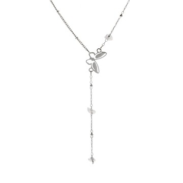 [韓國] [鋼飾/天然石] 蝴蝶印記鎖骨鍊 / 2色 / Butterfly Mark Necklace