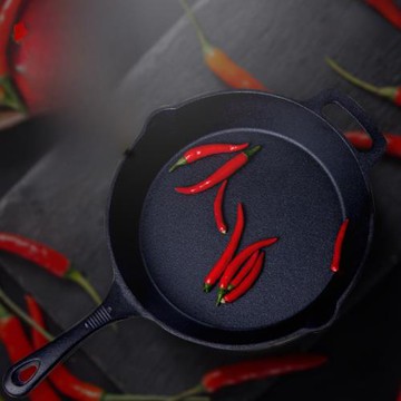 艾凝加厚鑄鐵平底鍋煎蛋不粘鍋家用煎餅鍋無涂層生鐵鍋電磁爐可用