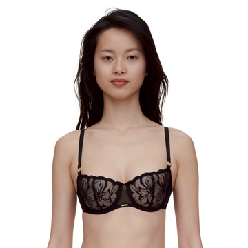 【Chantelle】1/2網紗無襯內衣>BCD罩杯>黑色(12M50_011)【Fleurs】