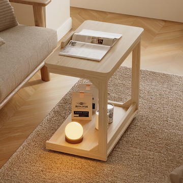 原木風小桌子可調節翻轉床邊桌臥室客廳家用懶人電腦桌陽臺小茶桌181YJ 公司貨