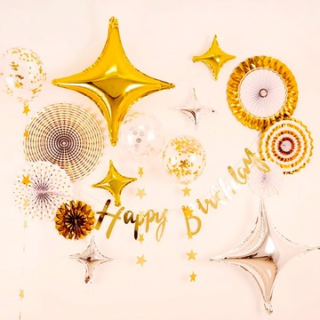 派對用品成人生日布置創意金色背景墻男女朋友生日裝飾宴會裝飾