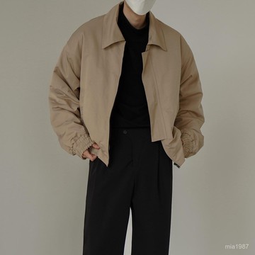 【Nobodyknows男裝】春季複古小衆oversize帥氣百搭翻領情侶短款外套男休閒夾剋上衣潮