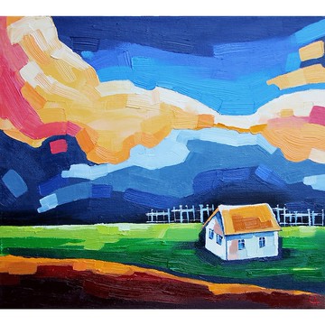 老房子油画风景 原创艺术 乡村艺术品 乡村装饰品