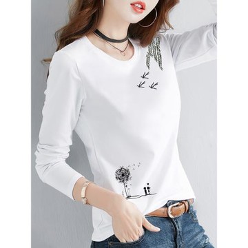 白色打底衫女長袖內搭2025年新款春秋洋氣時尚黑色緊身純棉t恤潮