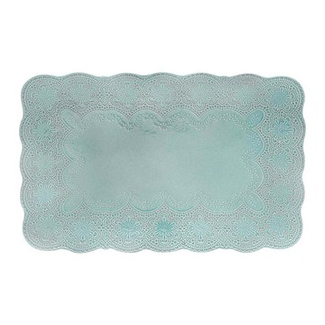義大利VBC casa-手工浮雕蕾絲系列40cm大長方盤(蒂芬妮綠)