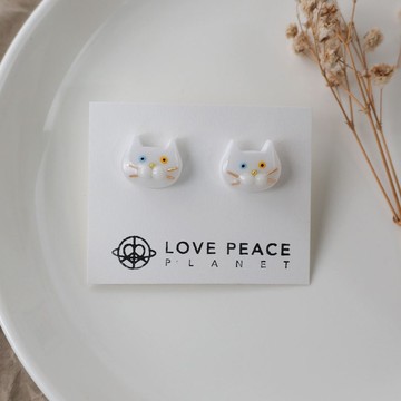 貓貓好朋友耳環 一般款 | 白
