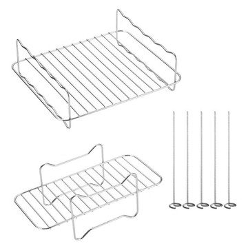 Kitchora 不鏽鋼烤網3件組 烤箱氣炸鍋串燒架  1套  230 x 220 x 60mm