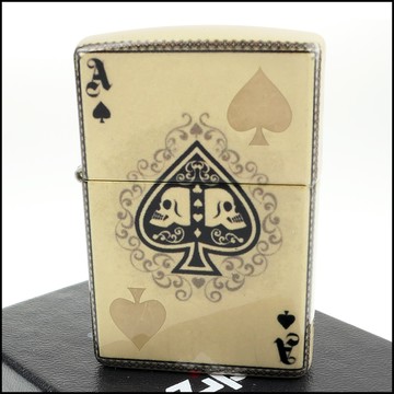 【ZIPPO】美系 Ace of Skulls-黑桃A骷髏圖案-540融合工法打火機 NO.46388