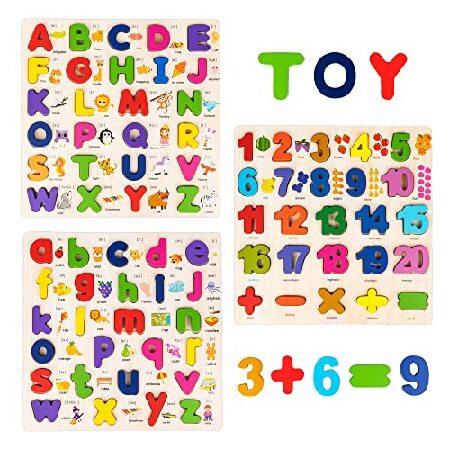 Wooden Puzzles For Toddlers, 3 Pack Wooden Abc Alphabet Number Shape  Puzzles Toddler Learning Puzzle Toys For Kids 3-6 Years Old Boys & Girls,  Prescho