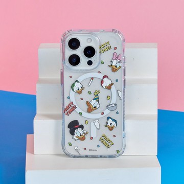 Disney經典-唐老鴨款派對亂花抗黃防摔MagSafe iPhone手機殼
