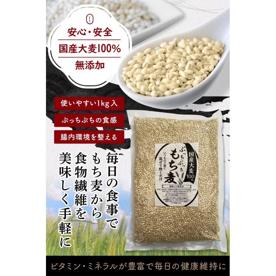 もち麦 国産 1kg 国産大麦100％ こだわりの美味しさ 無添加 食物繊維が豊富 ぷちぷちもちもち食感 いつものご飯に混ぜて炊くだけ