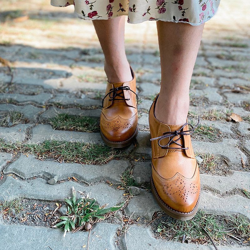 可可里諾牛津小踝鞋中根牛津鞋棕色 Pinkoi 設計購物網站 Line購物
