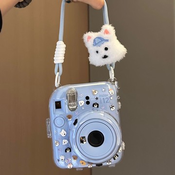台灣發貨💕可愛毛絨西地狗 拍立得保護殼 可愛少女掛鏈 通用 百搭掛繩 拍立得編織繩 包包 手提斜挎鏈條 拍立得防摔殼