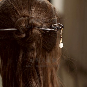 流蘇古風木發簪現代古裝木簪子挽發簡約發釵長款日常漢服頭飾盤發【時尚大衣櫥】