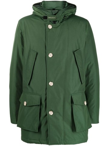 Woolrich - hooded padded down coat - men - Duck Feathers/Feather/Cotton/Polyamide/Polyamide - XL - Green