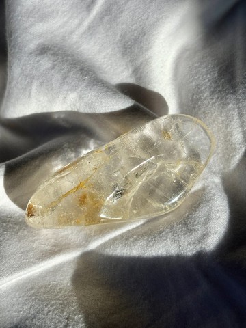 黃膠花 滾石 透亮 大彩虹 天然原石 水晶 crystal 擺設