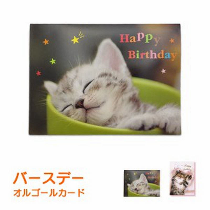 国内送料無料 Birthday 猫雑貨 ミニメッセージカード レター、カード