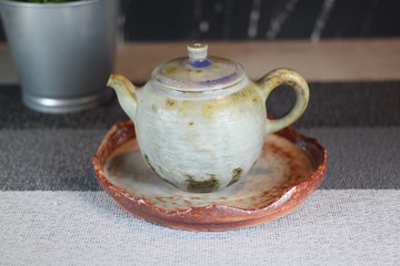 【母親節禮物】220ml 柴燒重落灰 手拉坯茶壺 鶯歌葉敏祥作品