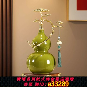 {可打統編 超低價}金松迎财珐琅彩葫芦摆件创意高档客厅玄关电视酒柜桌面装饰品礼物