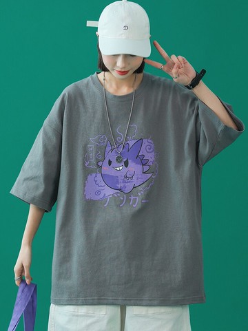 純棉短袖女夏新款上衣半袖寬松日系t恤網紅爆款小惡魔印花潮