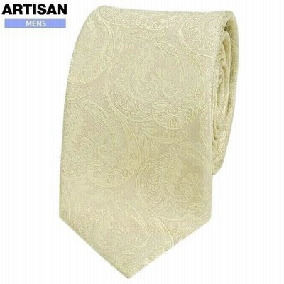 SALE70%OFF ARTISAN アルチザン 日本製 ペイズリー刺繍 シルクネクタイ ベージュ 15/6/4 240615 送料無料