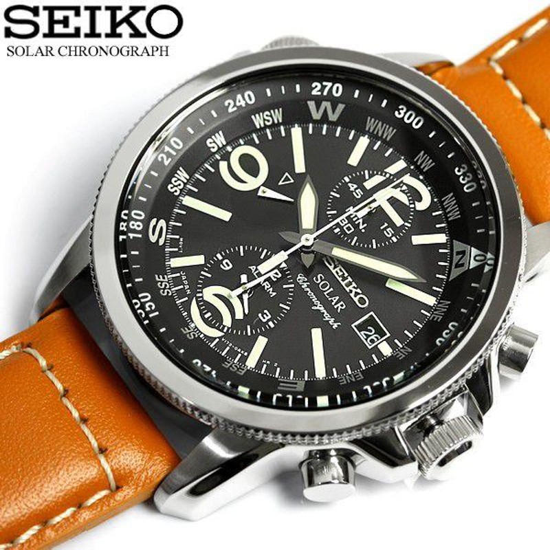 クロノグラフ SEIKO セイコー ソーラー 腕時計 メンズ パイロット 