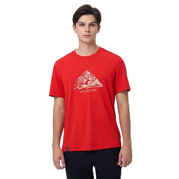 【Wildland 荒野】經典鹿頭圓領上衣 男 0B11622-155 曙光紅