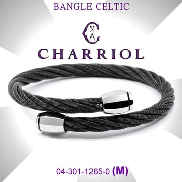CHARRIOL夏利豪 公司貨Bangle Celtic凱爾特人黑鋼索手環M款(04-301-1265-0)